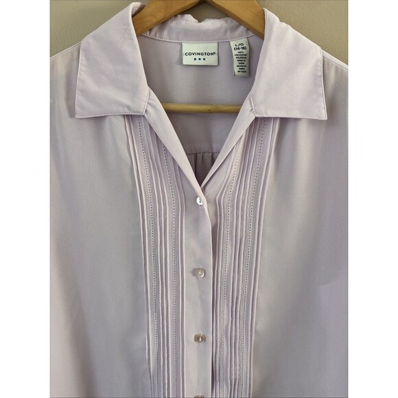 Covington Women's Blouse Size L Lilac Purple Chiffon Sheer Button Front Top - Picture 3 of 8